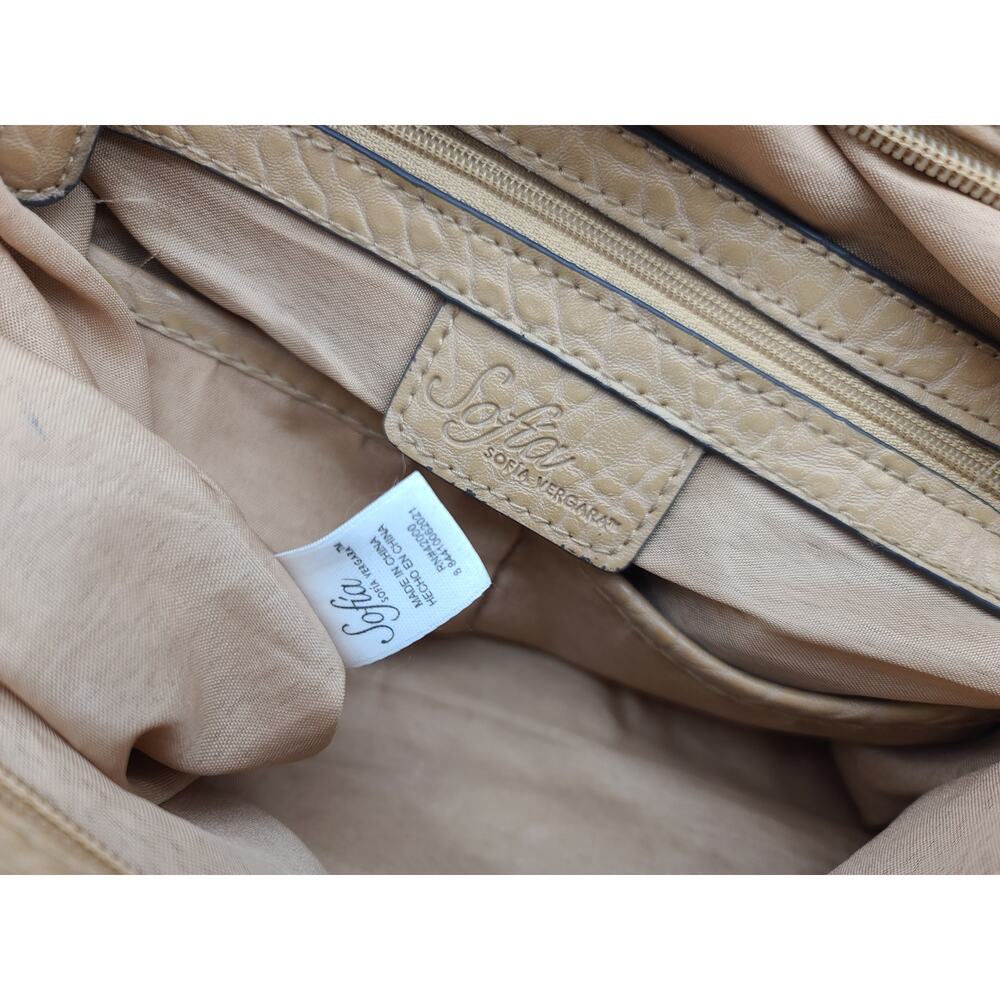 Sofia Vergara Large Soft Leather Textured Tan / B… - image 7